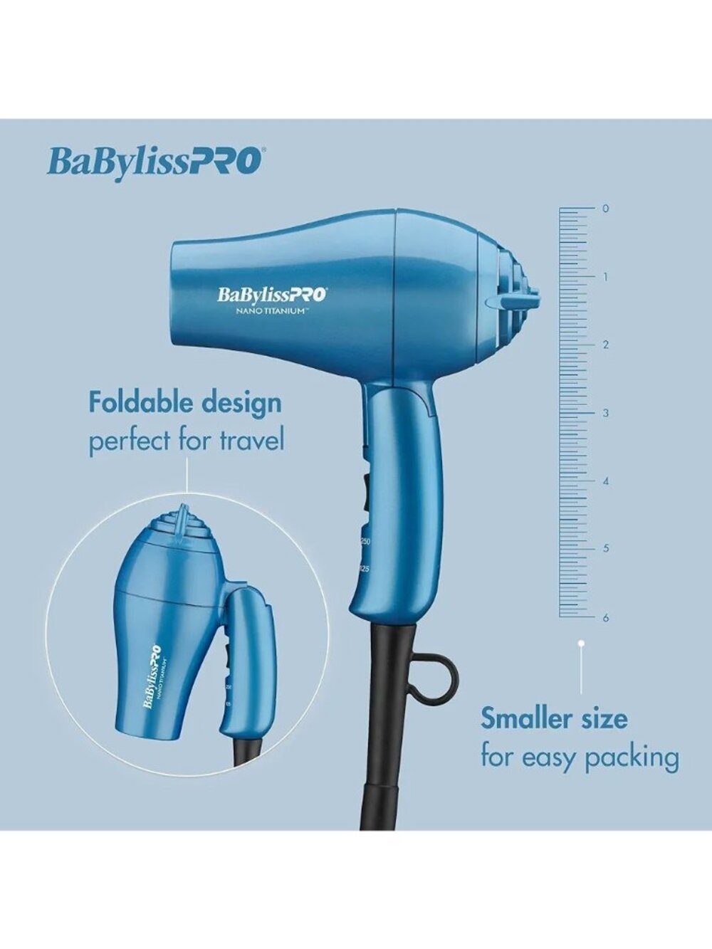 BaByliss PRO Nano Titanium Travel Dryer BNT053TUC